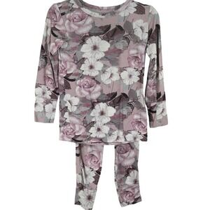 Posh Peanut Bamboo Floral Long Sleeve Pajama‎ Set Viscose 2T